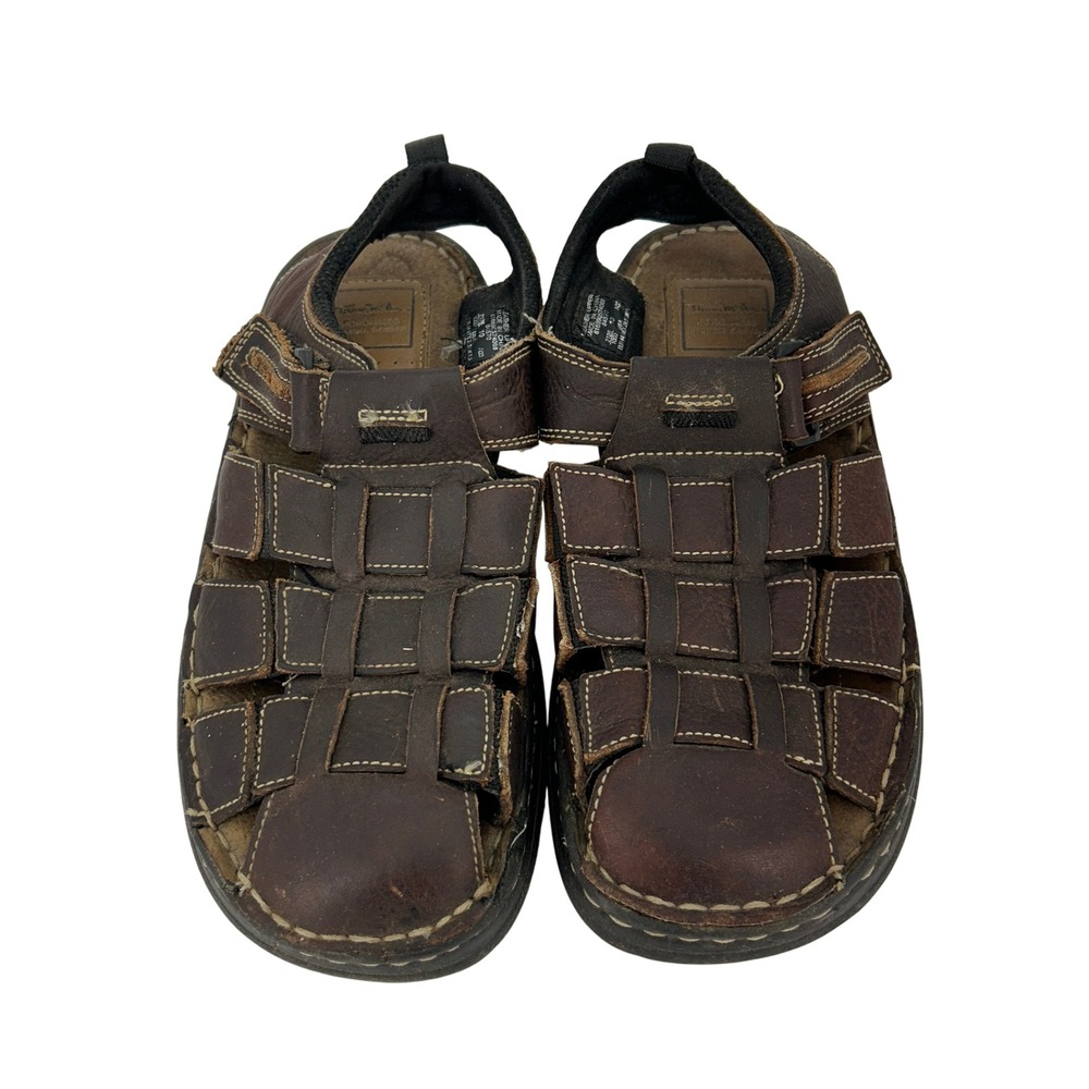Thom McAn Shoes Mens Size 10 Poron4000 Brown Fisherman Sandals‎ Comfort Leather